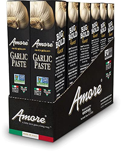 Amore Vegan Garlic Paste In A Tube - Non GMO Certified and Made In Italy 3.2 Ounce (Pack of 12)