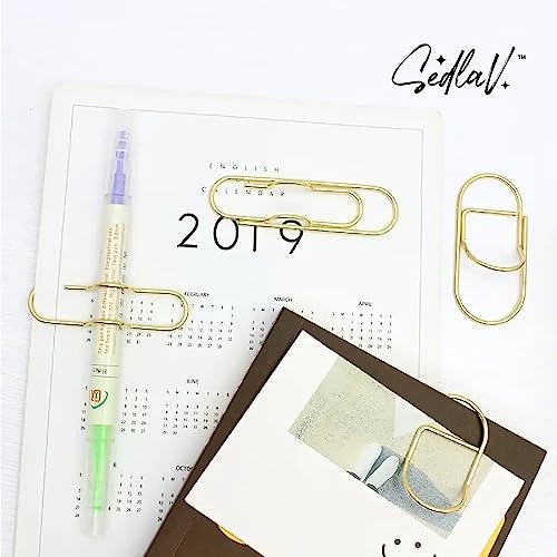 SEDLAV Carry Pin Set - 5pcs Gold Metal Paperclip Holder Pen for Office Supplies - Durable, Stylish Pen Clips for Journals, Notebooks, Planners, Calendars