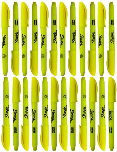 Sharpie Pocket Style Highlighter, Chisel Tip, 24-Count (Fluorescent Yellow)