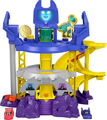 Fisher-Price DC Batwheels Toy Car Race Track Playset, Launch & Race Batcave with Lights & Sounds, Bam The Batmobile & Redbird Vehicles, Ages 3+ Years