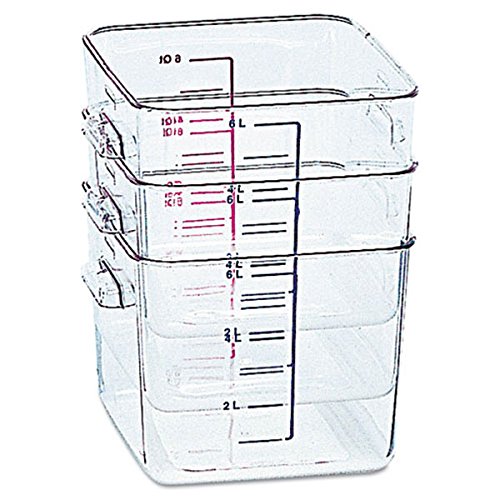 Rubbermaid Commercial SPACESAVER SQUARE CONTAINERS, 2QT, 8 4/5W X 8 3/4D X 2 7/10H, CLEAR, Total 6 EA