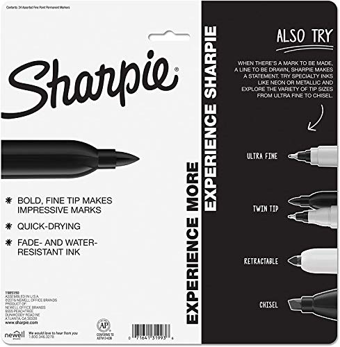 SHARPIE Electro Pop Permanent Markers, Fine Point, Assorted Colors, 24 Count (2 Pack(24 Count))