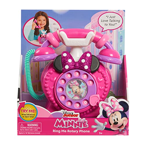 Disney Junior Minnie Mouse Ring Me Rotary Phone with Lights and Sounds, Pretend Play Phone for Kids, by Just Play