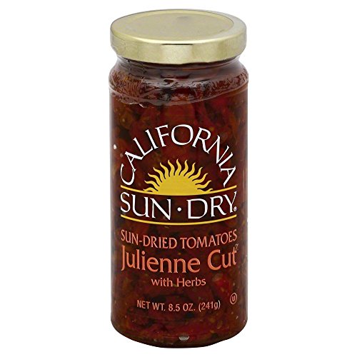 California Sun Dry Tomatoes Sun-Dried Julienne Cut in Oil with Herbs, Onions and Garlic, Servings per Container about 24