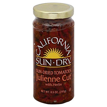 California Sun Dry Tomatoes Sun-Dried Julienne Cut in Oil with Herbs, Onions and Garlic, Servings per Container about 24