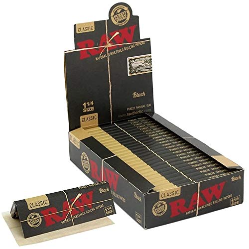 RAW Black 1¼ papers, 50 ultra-thin medium sheets per booklet, 24 booklets, 1 box (24 booklets)