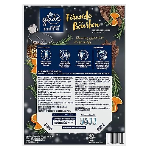 Glade PlugIns Scented Oil, 2 Warmers + 6 Refills, Fireside Bourbon