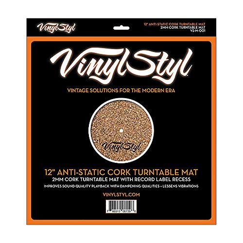 Vinyl STYL® 12 Inch Anti Static Cork Turntable Mat - Less Vibration - No Slip