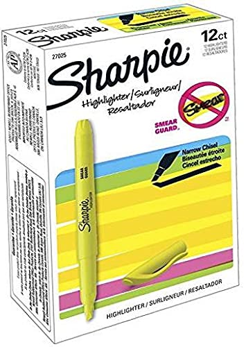 Accent Pocket-Style Highlighters, Fluorescent Yellow , Chisel Tip, Dozen - 27025 