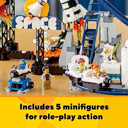 LEGO Creator Space Roller Coaster 3 in 1 Building Toy Set Featuring a Roller Coaster, Drop Tower, Carousel and 5 Minifigures, Rebuildable Amusement Park for Kids Ages 9+, 31142