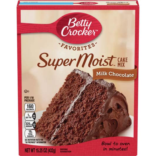 Betty Crocker Supermoist Milk Chocolate Cake Mix, 15.25 Ounce -- 12 per case.