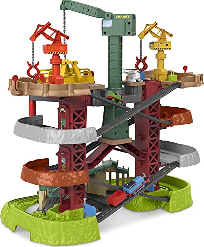 Thomas & Friends Multi-Level Track Set Trains & Cranes Super Tower with Thomas & Percy Engines plus Harold for Preschool Kids Ages 3+ Years (Amazon Exclusive)
