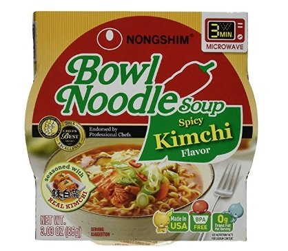 Nongshim Bowl Spicy Kimchi Noodle Soup, 3.03 Ounce (Pack of 18)