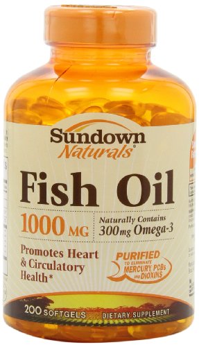 Sundown Fish Oil, 1000 mg, 200 Softgels (Pack of 2)