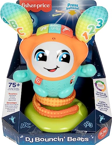 Fisher-Price Baby & Toddler Learning Toy Dj Bouncin’ Beats With Music Lights & Bouncing Action For Ages 6+ Months