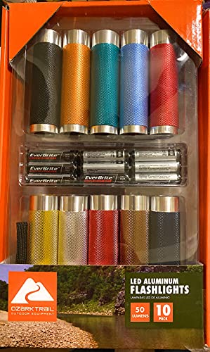 Led Aluminum Flashlights - 10 Pack, 50 Lumens with batteries (Voltage)