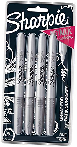 Sharpie 39109PP Metallic Permanent Markers, Fine Point, Silver, 4 Count , New