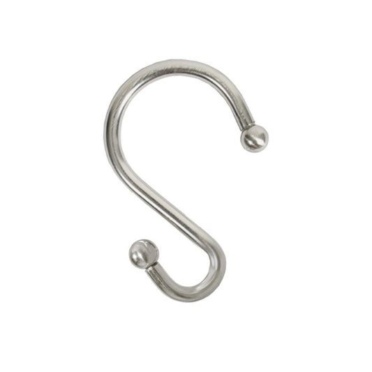 Sedlav Nickel Shower Curtain Hooks - Set of 12 Rust Proof, 5.0 mm Thick, 100% Zinc Alloy S Shaped Decorative Rings for Bathroom - Plating Nickel, 50lb Max Weight, Quick Installation