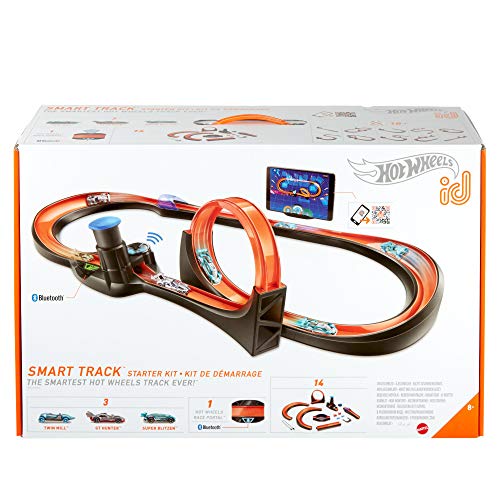 Hot Wheels id Smart Track Starter Kit with 3 Exclusive Cars, Track Pieces and Hot Wheels Race Portal for Physical & Digital Play, Gift for Kids Ages 8 Years Old & Up