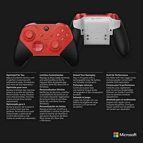 Xbox Elite Series 2 Core Wireless Gaming Controller – Red – Xbox Series X|S, Xbox One, Windows PC, Android, and iOS