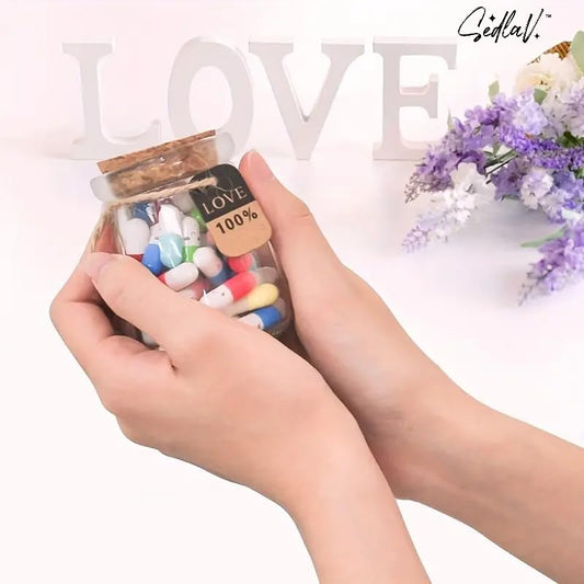 SEDLAV Capsule Letters Message In A Glass Bottles, Cute Smiling Face Love Friendship Mixed Colors Pill With Wishing Bottle