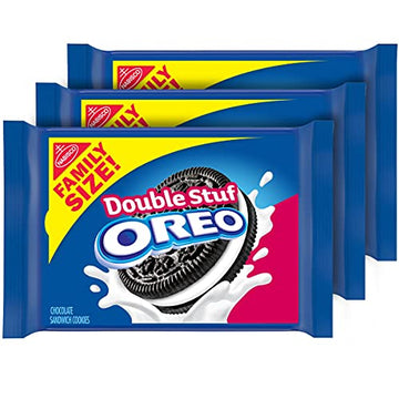 OREO Double Stuf Chocolate Sandwich Cookies, Family Size, 3 Packs - SET OF 3