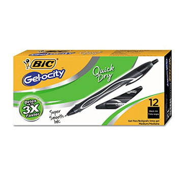 BIC Rglcg11bk Gel-Ocity Quick Dry Retractable Gel, Black Ink, Medium, 1 Dozen