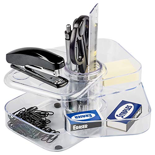 JAM Paper Desk Organizer Supply Set - 4 x 4 x 3.5 - Swivel - Clear - Sold Individually