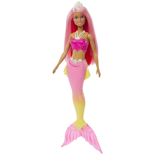 Barbie Dreamtopia Mermaid Doll with Pink Hair, Pink & Yellow Ombre Mermaid Tail & Headband, Toy for Kids Ages 3 Years Old & Up