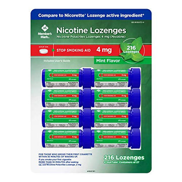 Member's Mark 4 mg Nicotine Polacrilex Lozenges, Stop Smoking Aid, Mint Flavor (27 ct, 8pk.)