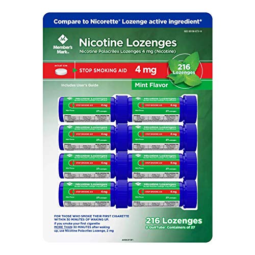 Member's Mark 4 mg Nicotine Polacrilex Lozenges, Stop Smoking Aid, Mint Flavor (27 ct, 8pk.)