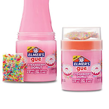 Elmer’s GUE Premade Slime, Strawberry Donut Fluffy Slime, Scented, Includes Rainbow Sprinkle Slime Add-Ins, 2 Count