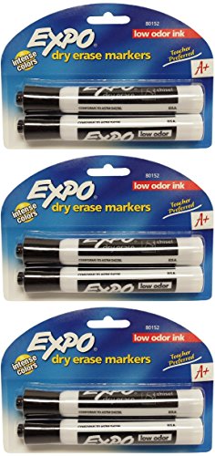 Expo Dry Erase Markers Low Odor Ink, Intense Colors, Chisel Tip (Pack of 6)