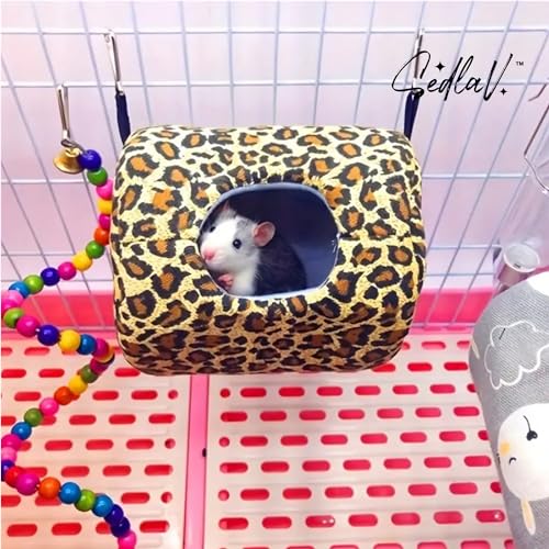 SEDLAV Pet Rat Accessories - Comfortable Squirrel Cage Bed Hammock - Ideal Sugar Glider Cage Accessory - Easy Install Canvas with Short Plush Lining and Rebound Sponge for Small Pets
