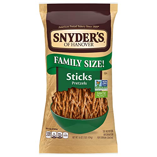 Snyder's of Hanover Pretzels Sticks, Family Size, 16 Oz (Pack of 12)
