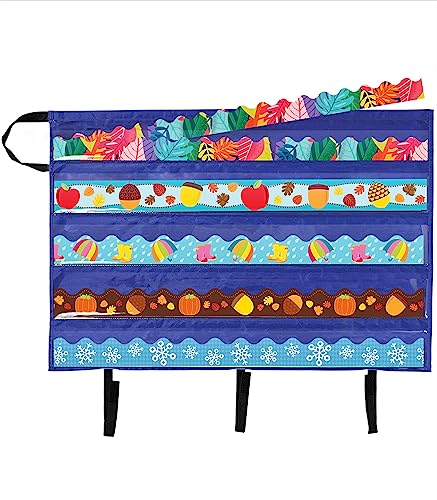 Carson Dellosa Teacher Bulletin Board Border Storage, Foldable Border Storage Pocket Chart-Organize Bulletin Board Borders and Wall Borders, Border Storage with Pockets (41