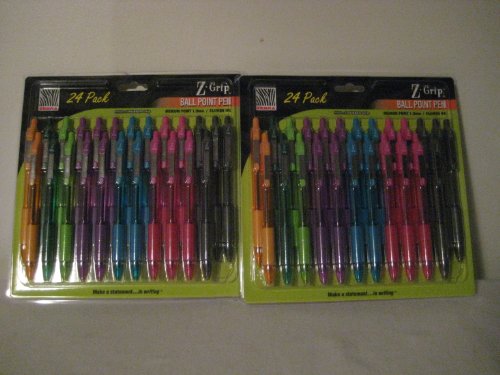 24 pack Multi Color Z-Grip pens medium point by Zebra (2 pack)