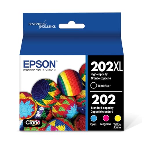 EPSON 202 Claria Ink High Capacity Black & Standard Color Cartridge Combo Pack (T202XL-BCS) Works with WorkForce WF-2860, Expression XP-5100