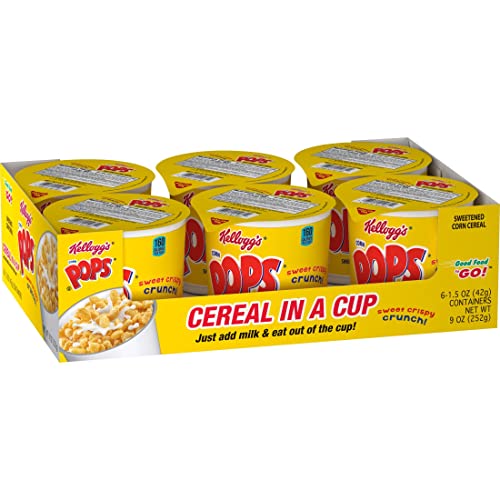 Corn Pops Cold Breakfast Cereal Cups, Good Source of 8 Vitamins and Minerals, Original, 5.62lb Case (60 Cups)
