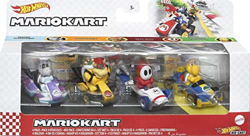 Hot Wheels Mario Kart Vehicle 4-Pack Car Toy Set with 1 Exclusive Collectible Model