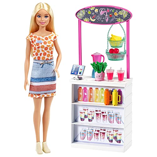 Barbie GRN75 Smoothie Bar Playset with Blonde Doll, Smoothie Bar & 10 Accessories, Multicolor, 30.5 cm*5.8 cm*12.7 cm