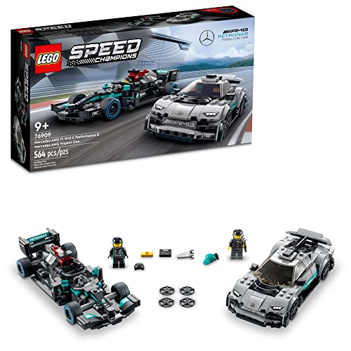 Lego Speed Champions Mercedes-AMG F1 W12E 76909 Performance & Project One Toy Car Set,Mercedes Model Car Building Kit, Collectible Race Car Toy, Great Car Gift for Kids and Teens,Multicolor, Pack of 1