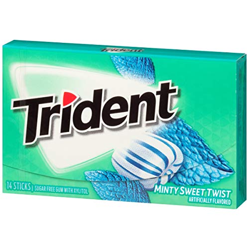 Trident Mint Sweet Twist Sugar Free Gum, 14 count per pack -- 144 per case.