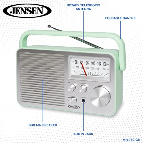 JENSEN MR-750-GR MR-750 Portable AM/FM Radio (Green)