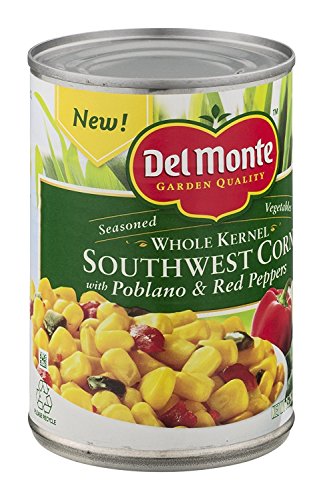 Del Monte Whole Kernel Southwest Corn with Poblano & Red Peppers 15.25oz (Pack of 12)