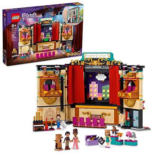 LEGO Friends Andrea's Theater School Playset, 41714 Creative Pretend Play Theater Toy, Gift Idea for Kids Girls Boys 8+ Years Old, Theater with Curtains, Lighting, Props and 4 Friends Toy Figures