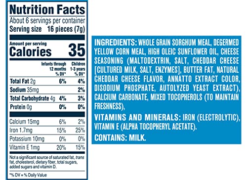 Gerber Lil Crunchies Baked Grain Snack, Mild Cheddar, Baked with Whole Grains & Non GMO Ingredients, For Crawlers 8 Months & Up, 1.48-Ounce Canister (Pack of 2)
