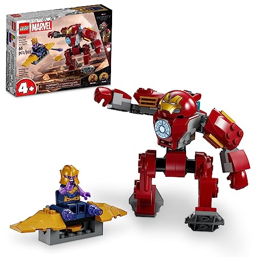 LEGO Marvel Iron Man Hulkbuster vs. Thanos 76263 Building Toy Set with Thanos and Iron Man Figures, Hulkbuster Toy with Posable Mech for Super Hero Battle Action, Fun Marvel Toy for Kids Ages 4 and Up