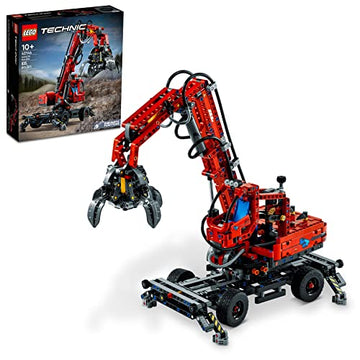 LEGO Technic Material Handler 42144, Mechanical Model Crane Toy, with Manual and Pneumatic Functions, Construction Truck Building Set, Educational Toys