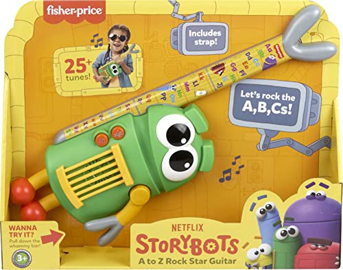 Fisher-Price StoryBots A to Z Rock Star Guitar, pretend musical instrument learning toy that teaches the alphabet for preschool kids ages 3 years & up